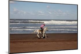 Horse rider on a beach near Azemmour, Morocco-Godong-Mounted Photographic Print