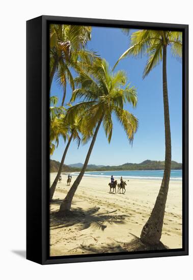 Horse Riders on Beautiful Palm Fringed Playa Carrillo-Rob Francis-Framed Stretched Canvas