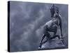 Horse Sculpture Against Storm Clouds at Entrance of Musee d'Orsay, Paris, France-Jim Zuckerman-Stretched Canvas