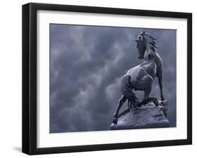 Horse Sculpture Against Storm Clouds at Entrance of Musee d'Orsay, Paris, France-Jim Zuckerman-Framed Photographic Print