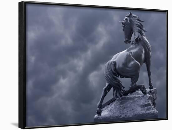 Horse Sculpture Against Storm Clouds at Entrance of Musee d'Orsay, Paris, France-Jim Zuckerman-Framed Photographic Print