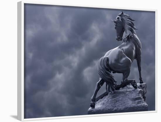 Horse Sculpture Against Storm Clouds at Entrance of Musee d'Orsay, Paris, France-Jim Zuckerman-Framed Photographic Print