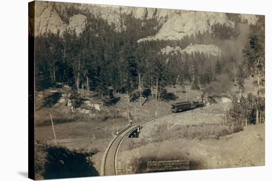 "Horse Shoe Curve." on Burlington and Missouri River Railway. Buckhorn Mountains in Background-John C.H. Grabill-Stretched Canvas