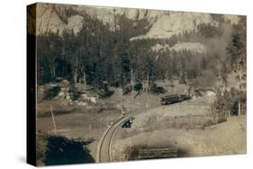 "Horse Shoe Curve." on Burlington and Missouri River Railway. Buckhorn Mountains in Background-John C.H. Grabill-Stretched Canvas