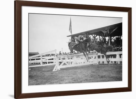 Horse Show In Washington Dc; Horses Jump Fence-null-Framed Premium Giclee Print