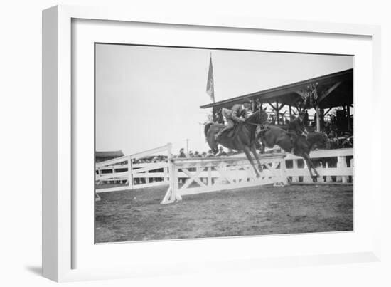 Horse Show In Washington Dc; Horses Jump Fence-null-Framed Art Print