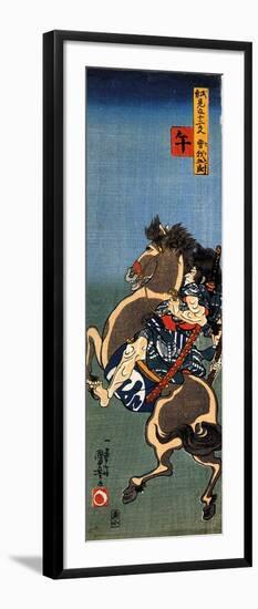 Horse Soga Goro on a Rearing Horse-Kuniyoshi Utagawa-Framed Giclee Print