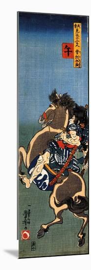 Horse Soga Goro on a Rearing Horse-Kuniyoshi Utagawa-Mounted Giclee Print