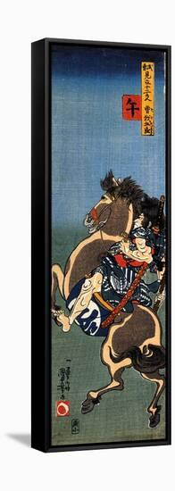 Horse Soga Goro on a Rearing Horse-Kuniyoshi Utagawa-Framed Stretched Canvas