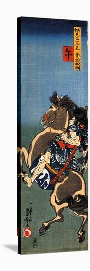 Horse Soga Goro on a Rearing Horse-Kuniyoshi Utagawa-Stretched Canvas