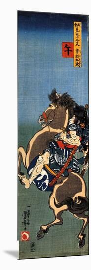 Horse Soga Goro on a Rearing Horse-Kuniyoshi Utagawa-Mounted Giclee Print
