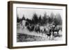 Horse Team Pulling Covered Wagon - Hampton, OR-Lantern Press-Framed Art Print