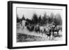 Horse Team Pulling Covered Wagon - Hampton, OR-Lantern Press-Framed Art Print