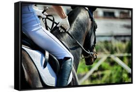 Horse Theme: Jockeys, Horse Races, Speed.-prometeus-Framed Stretched Canvas