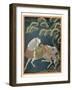 Horse Tied to a Tree, an Embroidered "Fukusa" a Kind of Mixed Media Production-null-Framed Art Print