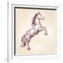 Horse Vector Llustration-VladisChern-Framed Art Print