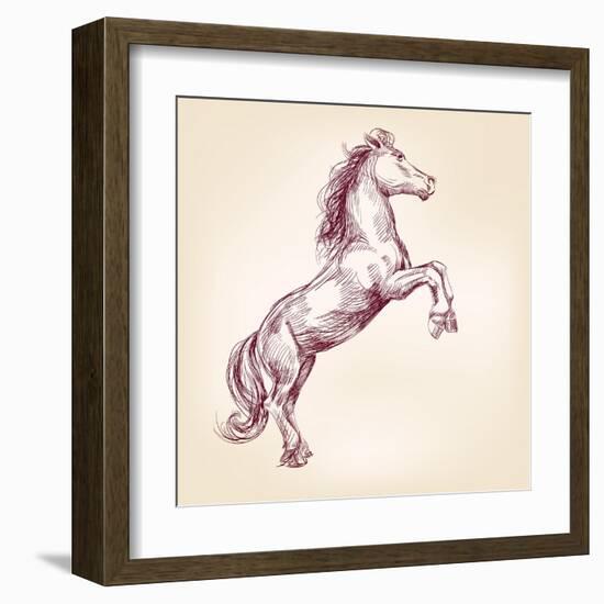 Horse Vector Llustration-VladisChern-Framed Art Print