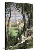Horseback Riders Descending into Yosemite Valley, 1870s-null-Stretched Canvas