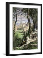 Horseback Riders Descending into Yosemite Valley, 1870s-null-Framed Giclee Print