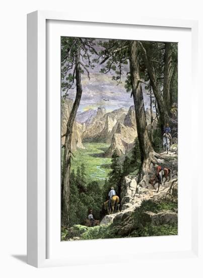 Horseback Riders Descending into Yosemite Valley, 1870s-null-Framed Giclee Print