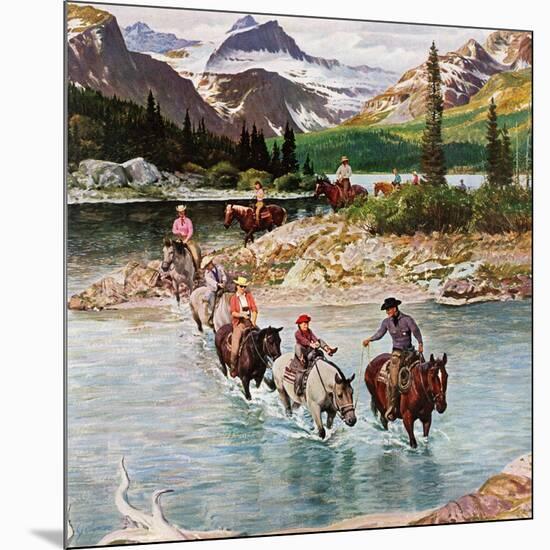 "Horseback Riding in Glacier Park," July 30, 1960-John Clymer-Mounted Giclee Print