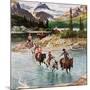 "Horseback Riding in Glacier Park," July 30, 1960-John Clymer-Mounted Giclee Print