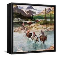 "Horseback Riding in Glacier Park," July 30, 1960-John Clymer-Framed Stretched Canvas