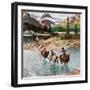 "Horseback Riding in Glacier Park," July 30, 1960-John Clymer-Framed Giclee Print