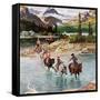 "Horseback Riding in Glacier Park," July 30, 1960-John Clymer-Framed Stretched Canvas