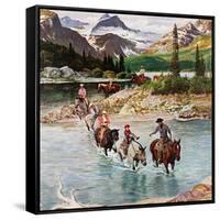 "Horseback Riding in Glacier Park," July 30, 1960-John Clymer-Framed Stretched Canvas