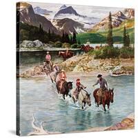 "Horseback Riding in Glacier Park," July 30, 1960-John Clymer-Stretched Canvas