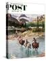 "Horseback Riding in Glacier Park," Saturday Evening Post Cover, July 30, 1960-John Clymer-Stretched Canvas