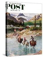 "Horseback Riding in Glacier Park," Saturday Evening Post Cover, July 30, 1960-John Clymer-Stretched Canvas