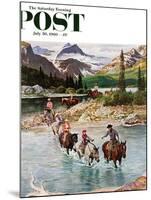 "Horseback Riding in Glacier Park," Saturday Evening Post Cover, July 30, 1960-John Clymer-Mounted Giclee Print