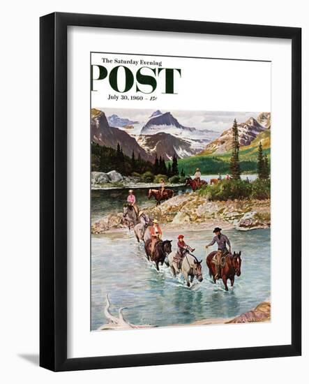 "Horseback Riding in Glacier Park," Saturday Evening Post Cover, July 30, 1960-John Clymer-Framed Giclee Print