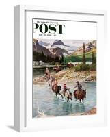 "Horseback Riding in Glacier Park," Saturday Evening Post Cover, July 30, 1960-John Clymer-Framed Giclee Print