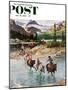 "Horseback Riding in Glacier Park," Saturday Evening Post Cover, July 30, 1960-John Clymer-Mounted Giclee Print
