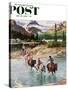 "Horseback Riding in Glacier Park," Saturday Evening Post Cover, July 30, 1960-John Clymer-Stretched Canvas