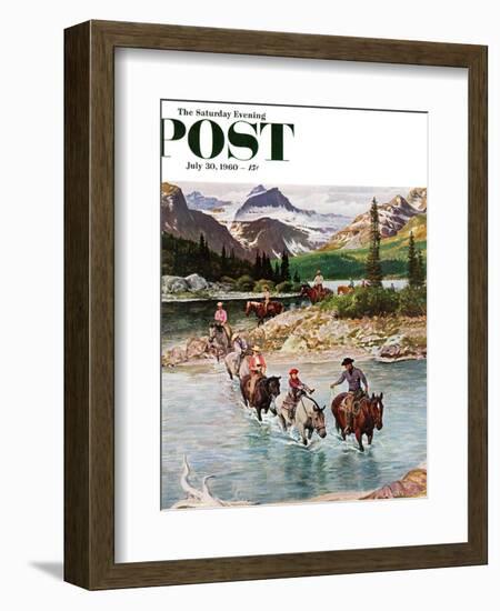 "Horseback Riding in Glacier Park," Saturday Evening Post Cover, July 30, 1960-John Clymer-Framed Giclee Print