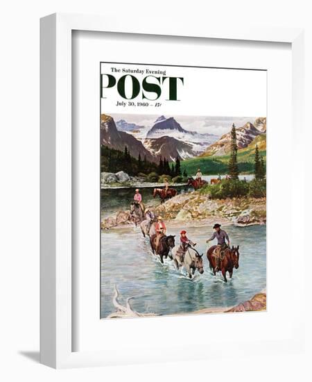 "Horseback Riding in Glacier Park," Saturday Evening Post Cover, July 30, 1960-John Clymer-Framed Giclee Print