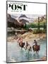 "Horseback Riding in Glacier Park," Saturday Evening Post Cover, July 30, 1960-John Clymer-Mounted Giclee Print