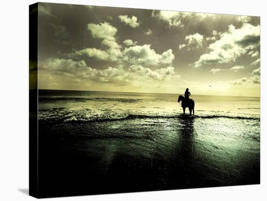 Horseback Riding in the Tide-Jan Lakey-Stretched Canvas