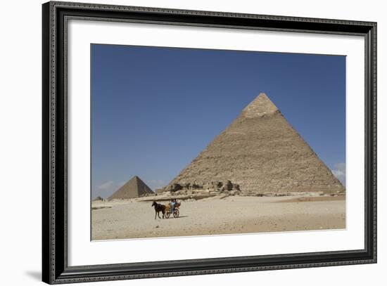 Horsecart and Pyramid of Chephren, the Giza Pyramids, Giza, Egypt, North Africa, Africa-Richard Maschmeyer-Framed Photographic Print