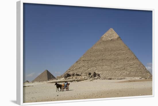 Horsecart and Pyramid of Chephren, the Giza Pyramids, Giza, Egypt, North Africa, Africa-Richard Maschmeyer-Framed Photographic Print