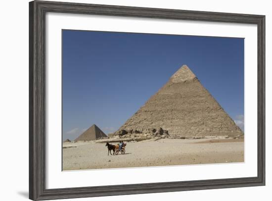 Horsecart and Pyramid of Chephren, the Giza Pyramids, Giza, Egypt, North Africa, Africa-Richard Maschmeyer-Framed Photographic Print