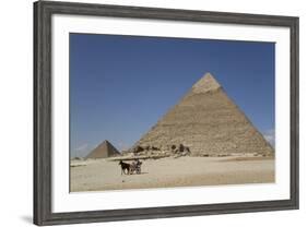 Horsecart and Pyramid of Chephren, the Giza Pyramids, Giza, Egypt, North Africa, Africa-Richard Maschmeyer-Framed Photographic Print