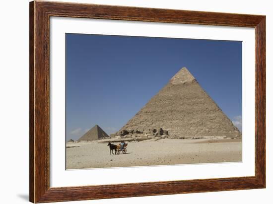 Horsecart and Pyramid of Chephren, the Giza Pyramids, Giza, Egypt, North Africa, Africa-Richard Maschmeyer-Framed Photographic Print