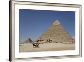 Horsecart and Pyramid of Chephren, the Giza Pyramids, Giza, Egypt, North Africa, Africa-Richard Maschmeyer-Framed Photographic Print