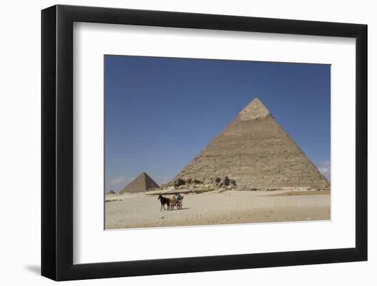 Horsecart and Pyramid of Chephren, the Giza Pyramids, Giza, Egypt, North Africa, Africa-Richard Maschmeyer-Framed Photographic Print