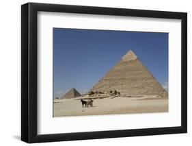 Horsecart and Pyramid of Chephren, the Giza Pyramids, Giza, Egypt, North Africa, Africa-Richard Maschmeyer-Framed Photographic Print